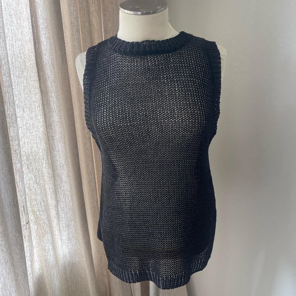 Black knit, see-through tank top from South boutique